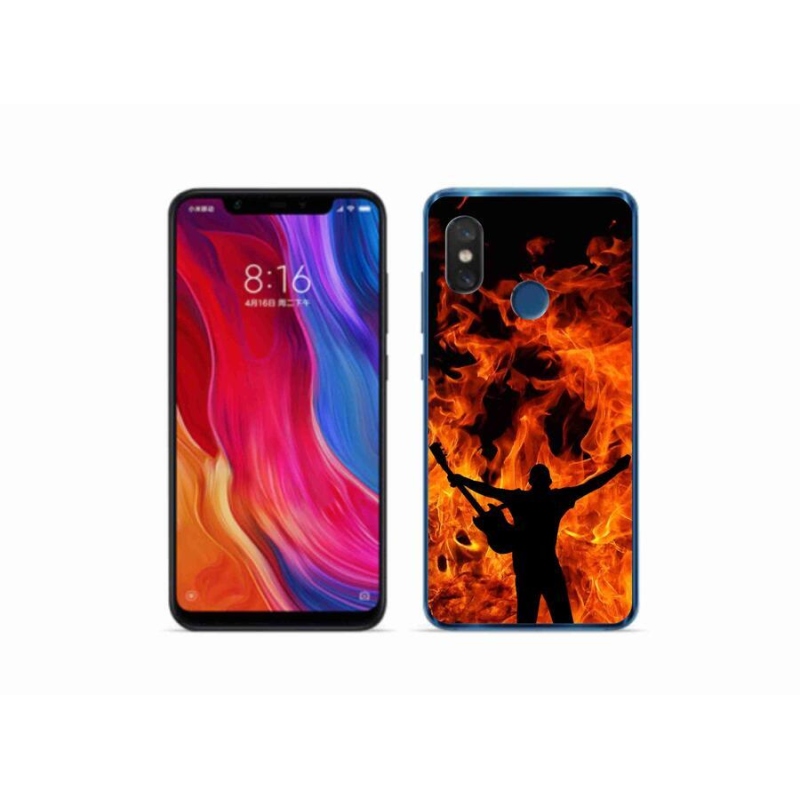 Gélový kryt mmCase na mobil Xiaomi Mi 8 - muzikant a oheň