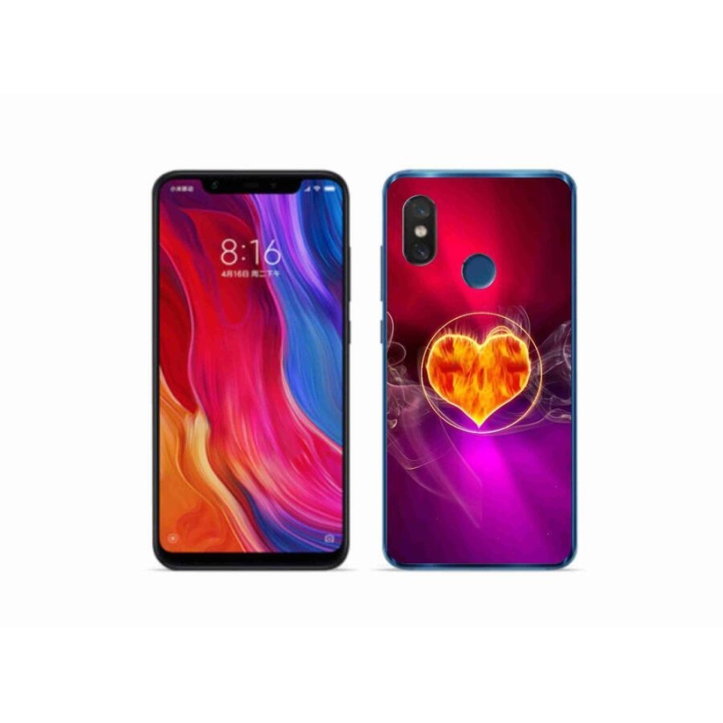 Gélový kryt mmCase na mobil Xiaomi Mi 8 - ohnivé srdce