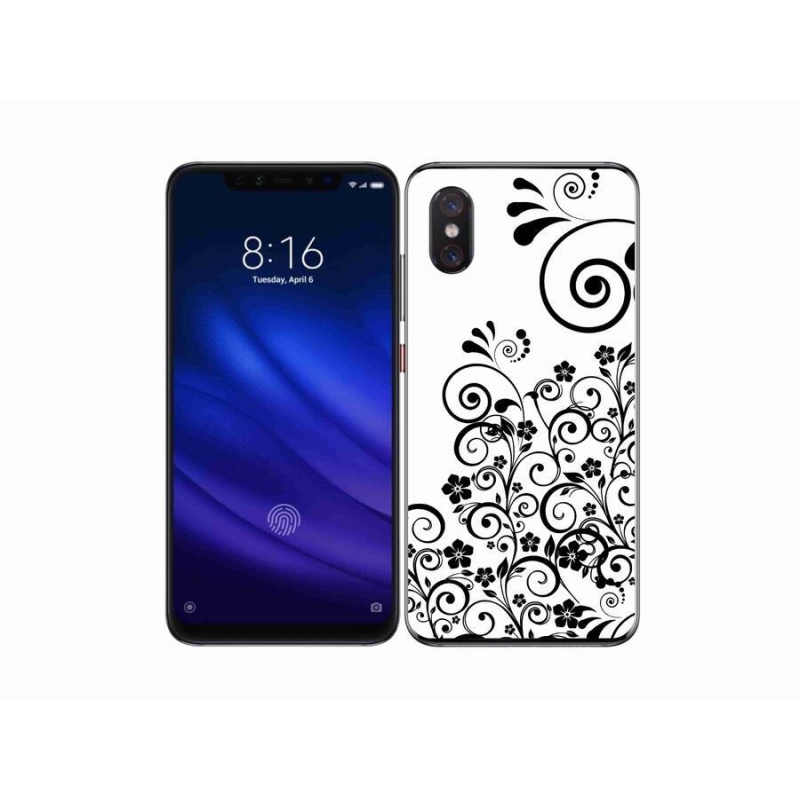 Gélový kryt mmCase na mobil Xiaomi Mi 8 Pro - čiernobiele kvetinové vzory