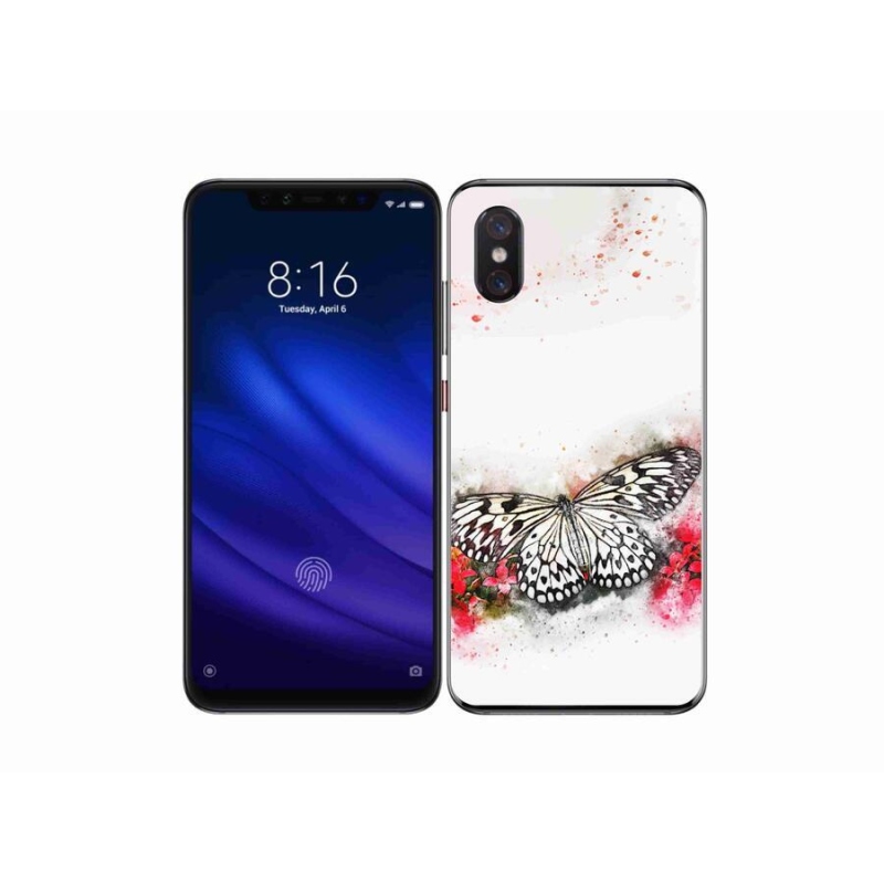 Gélový kryt mmCase na mobil Xiaomi Mi 8 Pro - čiernobiely motýľ