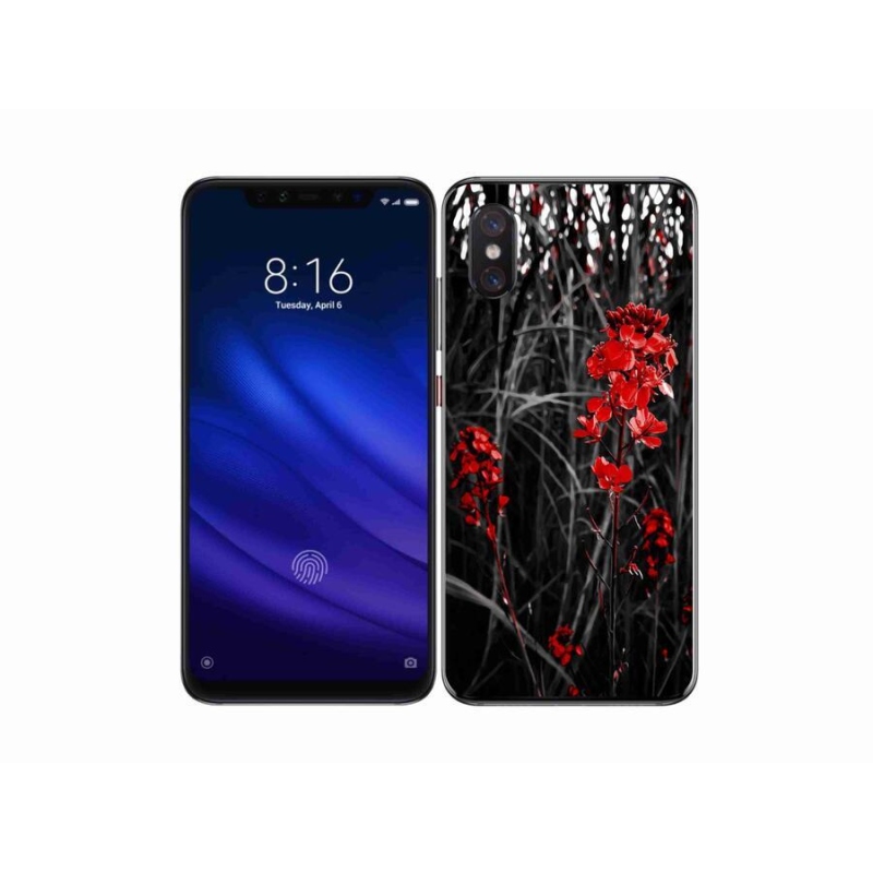 Gélový kryt mmCase na mobil Xiaomi Mi 8 Pro - červená rastlina