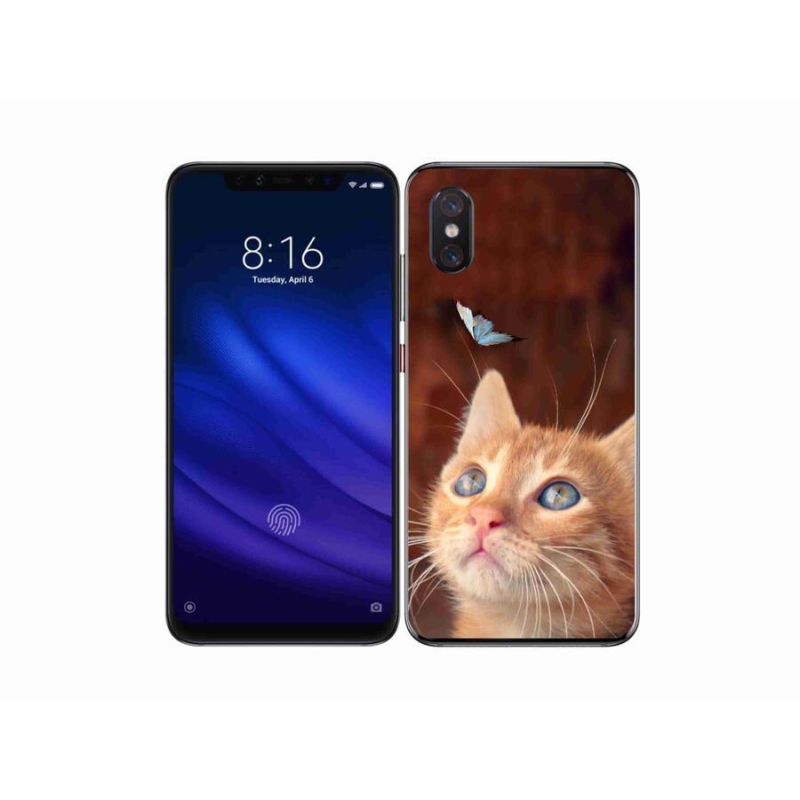 Gélový kryt mmCase na mobil Xiaomi Mi 8 Pro - motýľ a mačiatko