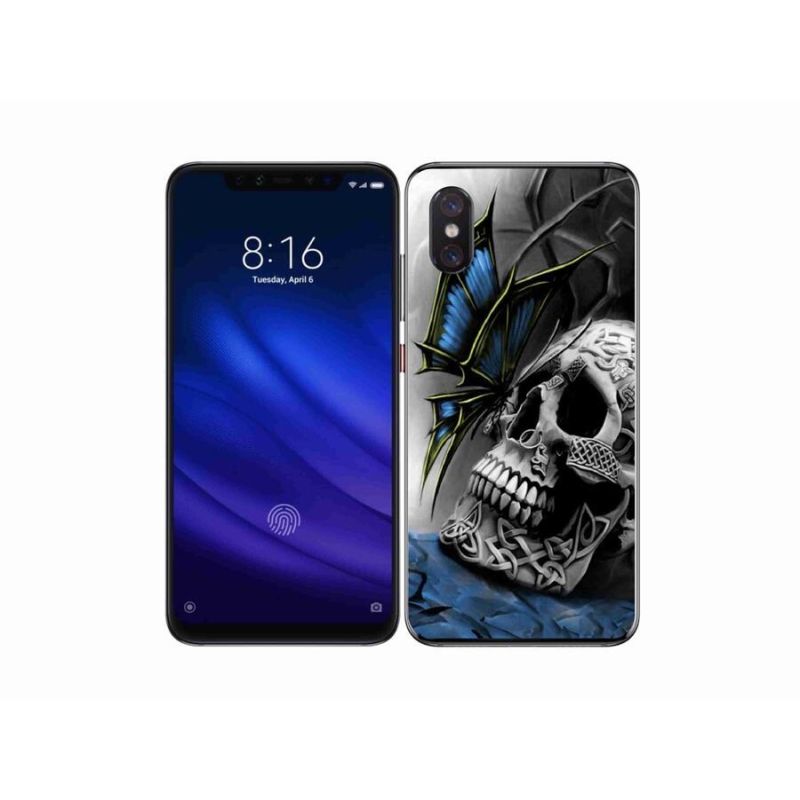 Gélový kryt mmCase na mobil Xiaomi Mi 8 Pro - motýľ a lebka