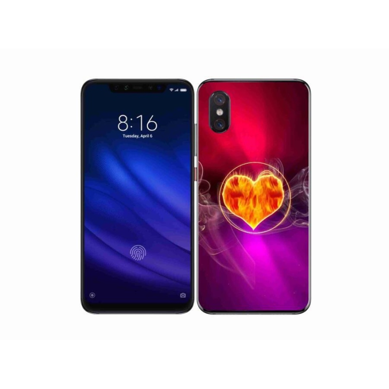 Gélový kryt mmCase na mobil Xiaomi Mi 8 Pro - ohnivé srdce