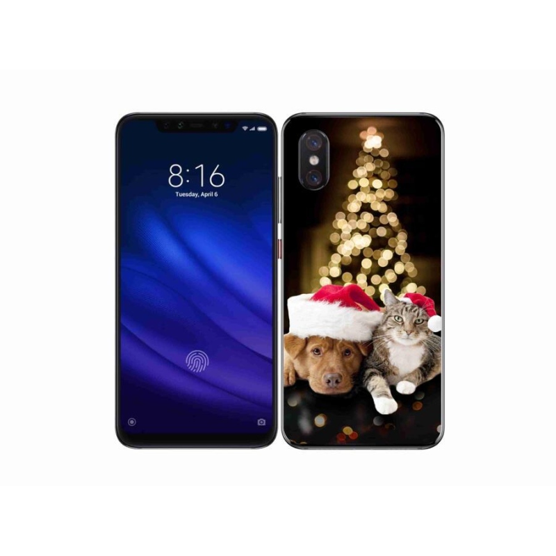 Gélový kryt mmCase na mobil Xiaomi Mi 8 Pro - vianočný pes a mačka