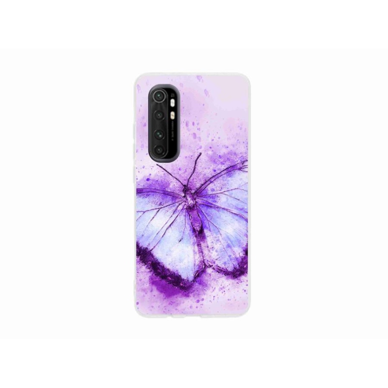 Gélový kryt mmCase na mobil Xiaomi Mi Note 10 Lite - fialový motýľ