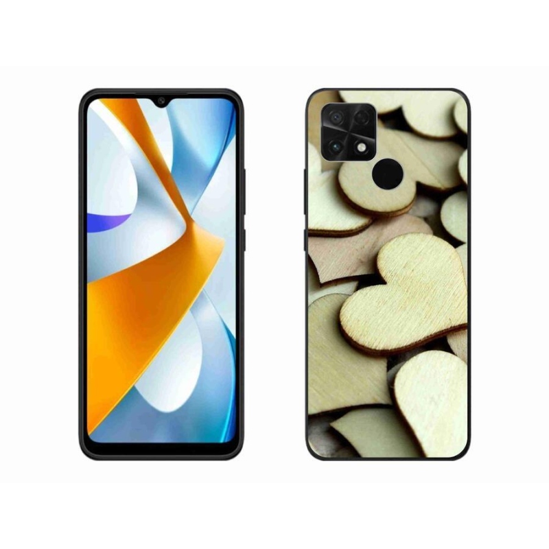 Gélový kryt mmCase na mobil Xiaomi Poco C40 - drevené srdiečka