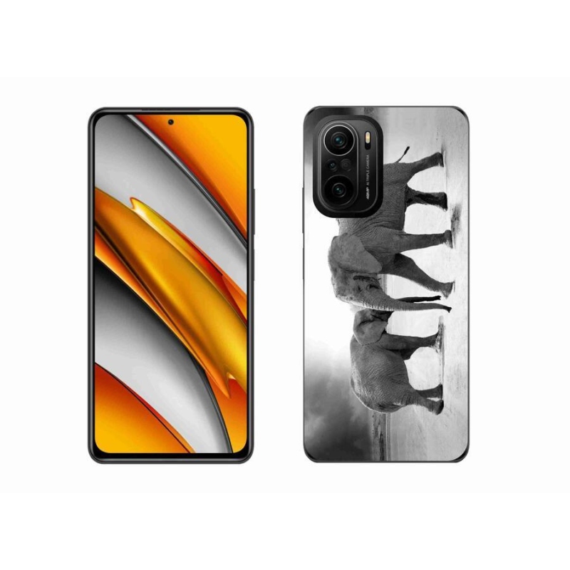 Gélový kryt mmCase na mobil Xiaomi Poco F3 - čiernobieli slony