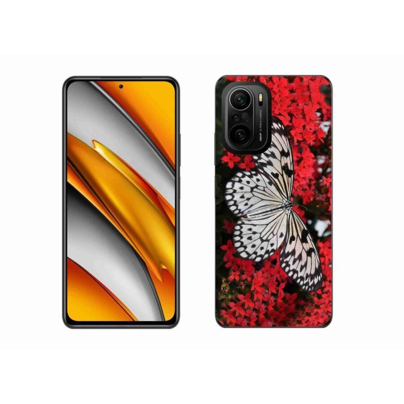 Gélový kryt mmCase na mobil Xiaomi Poco F3 - čiernobiely motýľ 1