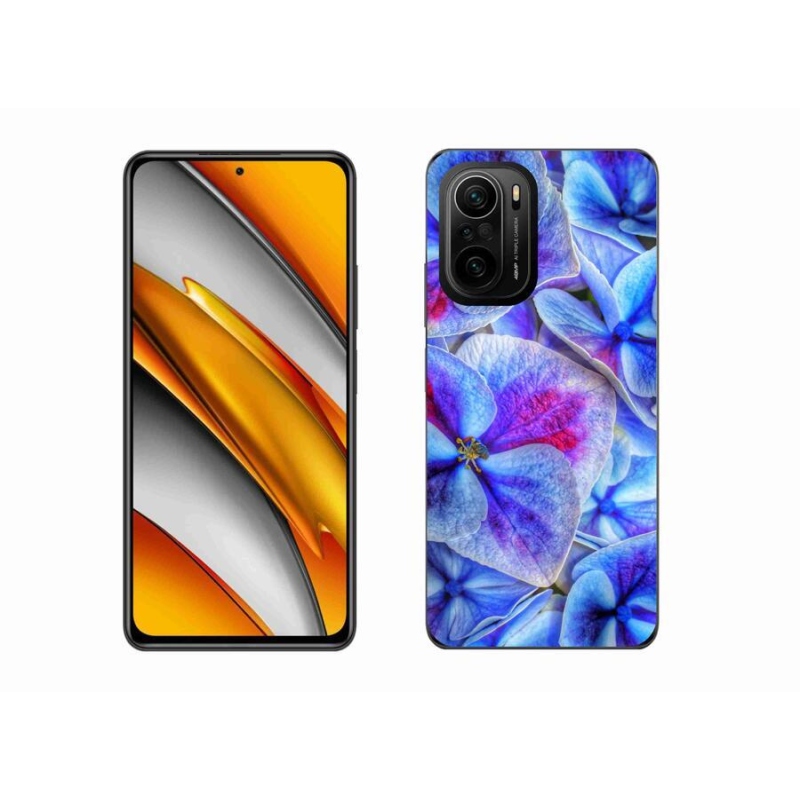 Gélový kryt mmCase na mobil Xiaomi Poco F3 - modré kvety 1