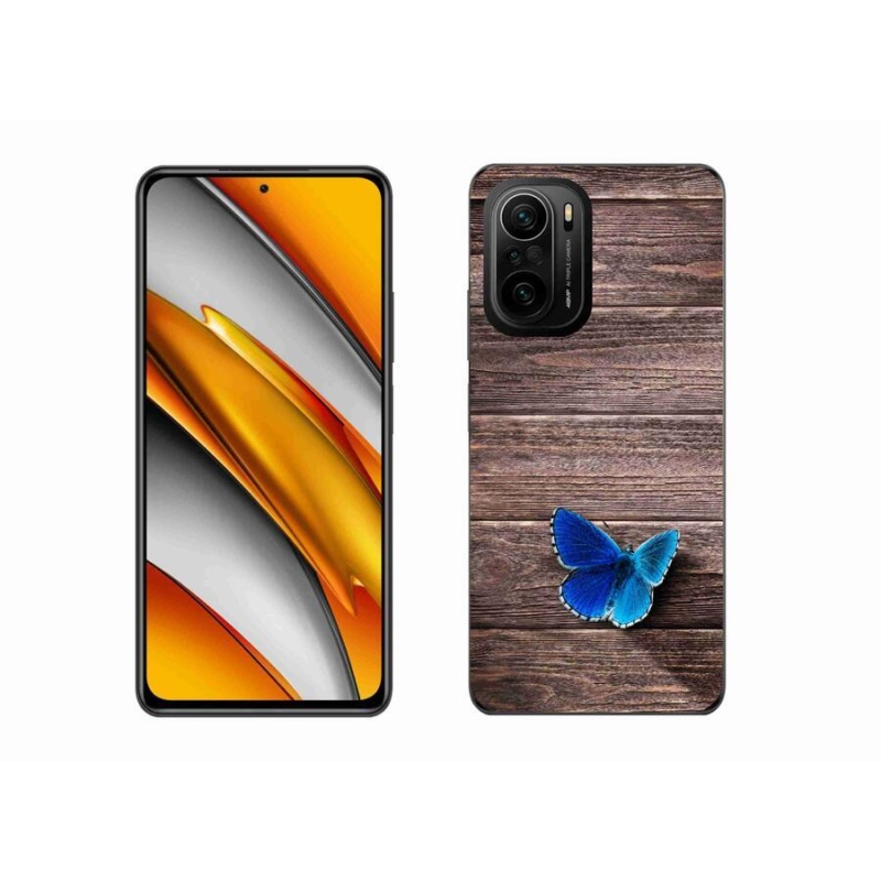 Gélový kryt mmCase na mobil Xiaomi Poco F3 - modrý motýľ 1