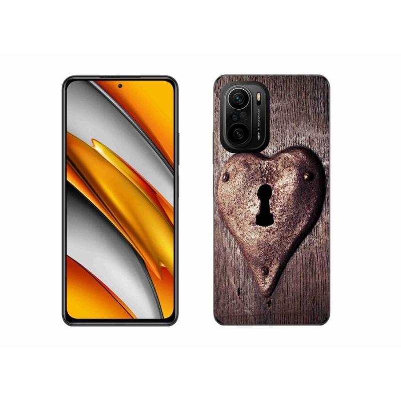 Gélový kryt mmCase na mobil Xiaomi Poco F3 - zámok v tvare srdca