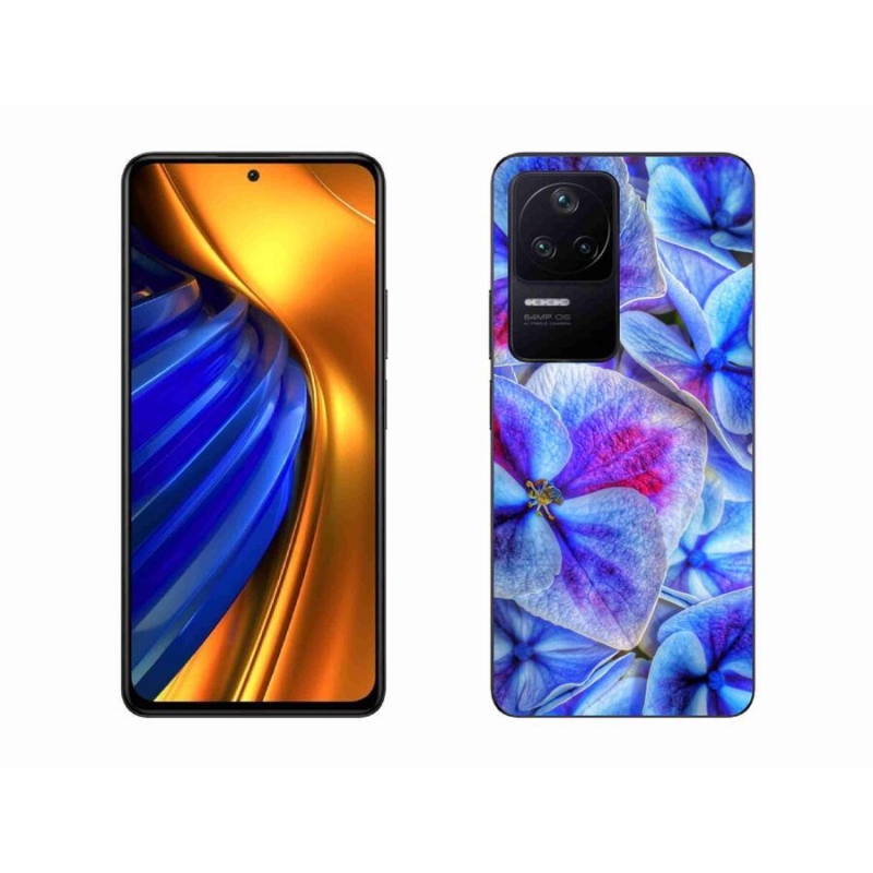 Gélový kryt mmCase na mobil Xiaomi Poco F4 - modré kvety 1