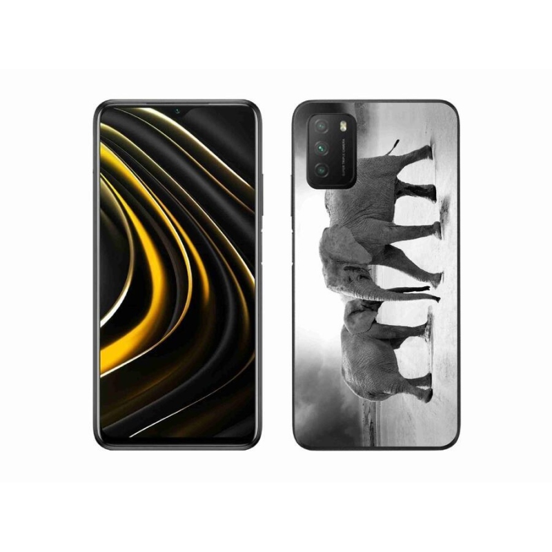 Gélový kryt mmCase na mobil Xiaomi Poco M3 - čiernobieli slony