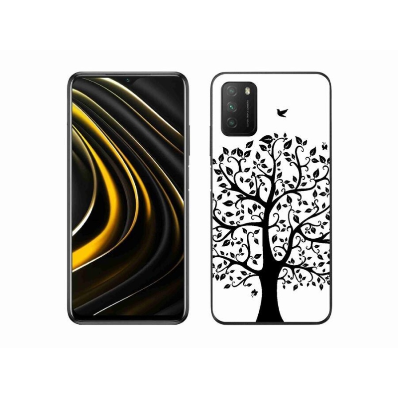 Gélový kryt mmCase na mobil Xiaomi Poco M3 - čiernobiely strom
