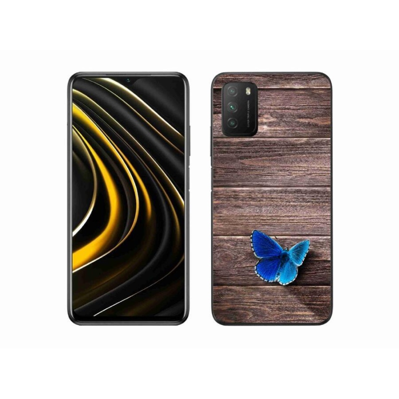 Gélový kryt mmCase na mobil Xiaomi Poco M3 - modrý motýľ 1