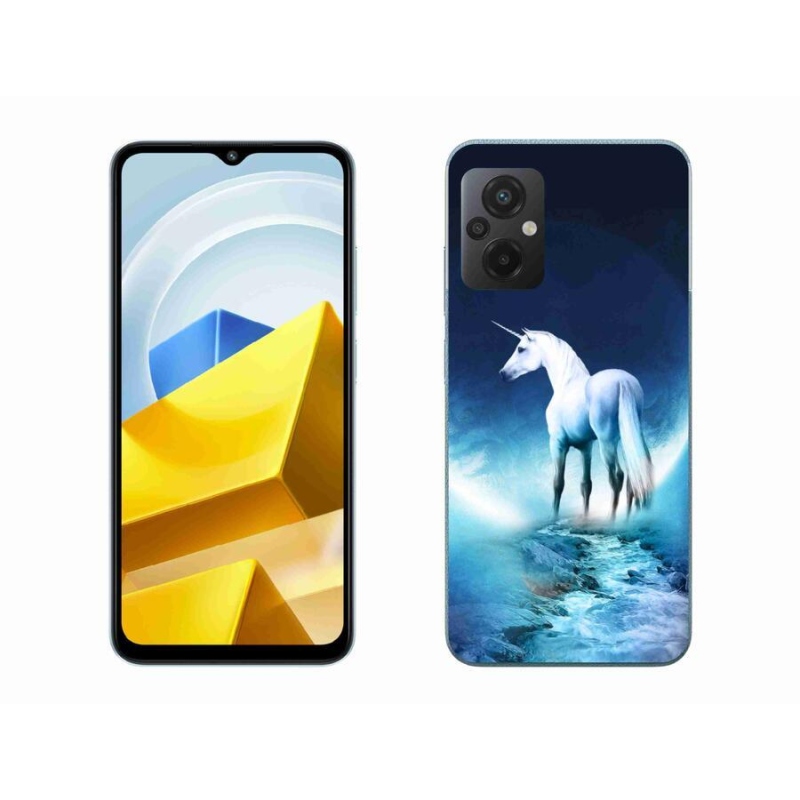 Gélový kryt mmCase na mobil Xiaomi Poco M5 4G - biely jednorožec