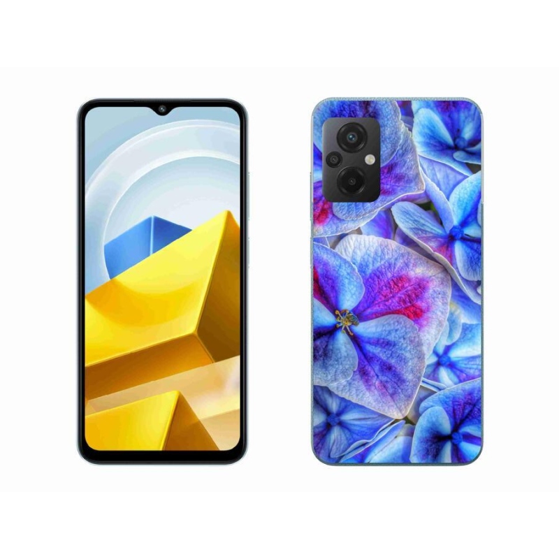 Gélový kryt mmCase na mobil Xiaomi Poco M5 4G - modré kvety 1