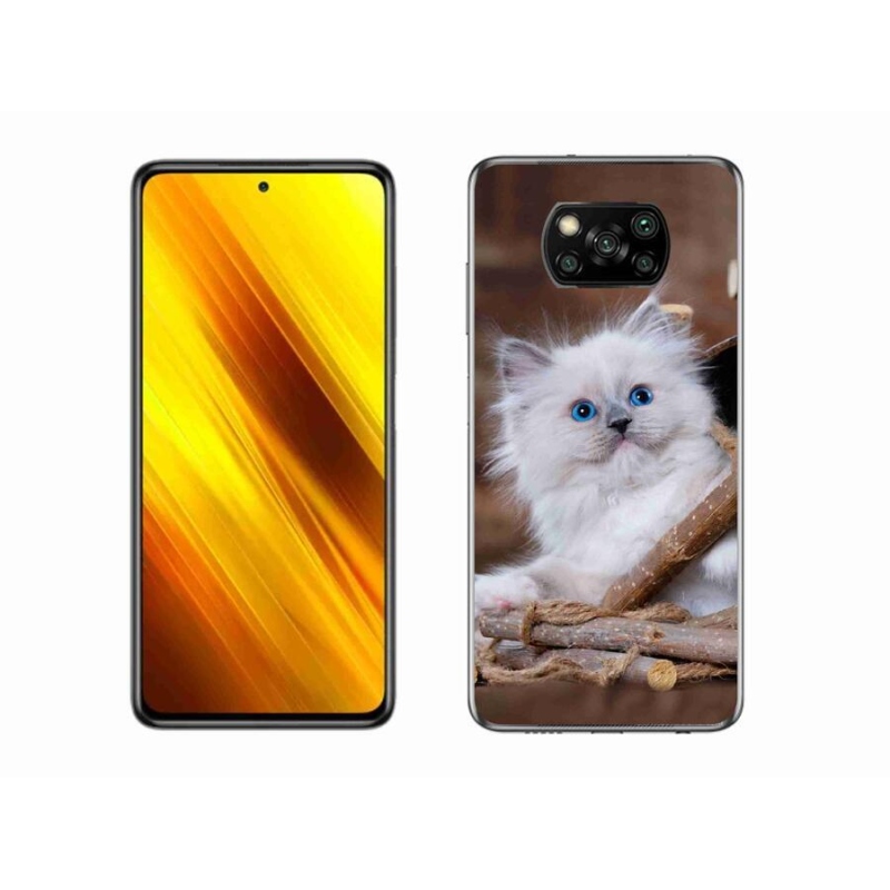 Gélový kryt mmCase na mobil Xiaomi Poco X3 - biele mačiatko