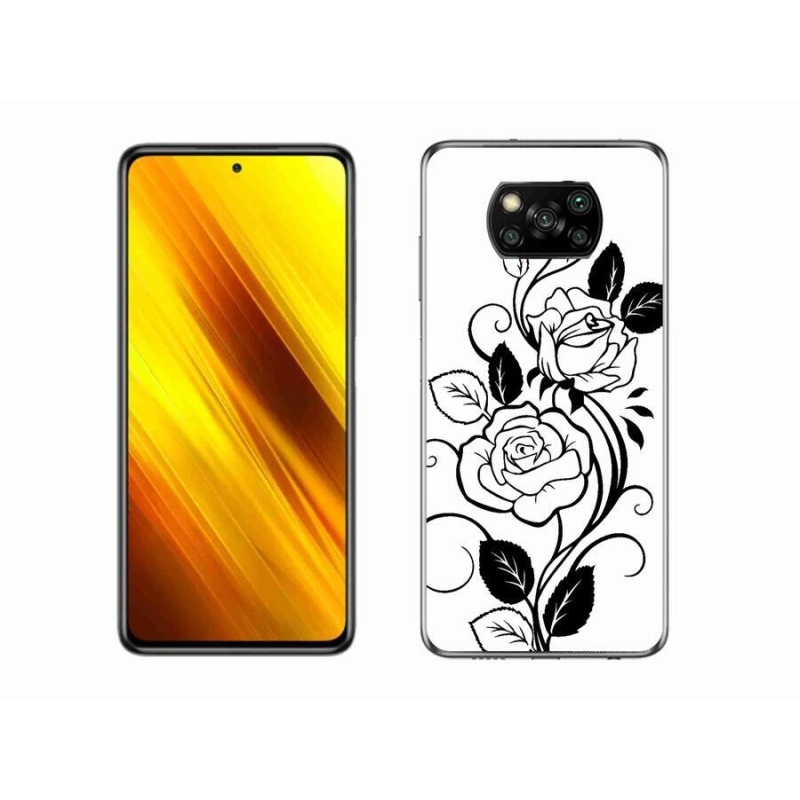 Gélový kryt mmCase na mobil Xiaomi Poco X3 - čiernobiela ruža