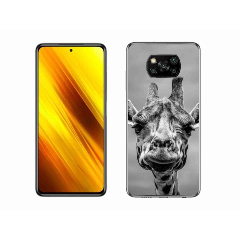 Gélový kryt mmCase na mobil Xiaomi Poco X3 - čiernobiela žirafa