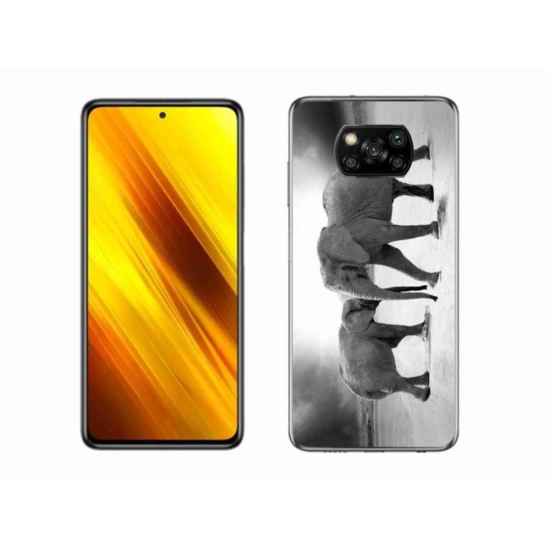 Gélový kryt mmCase na mobil Xiaomi Poco X3 - čiernobieli slony