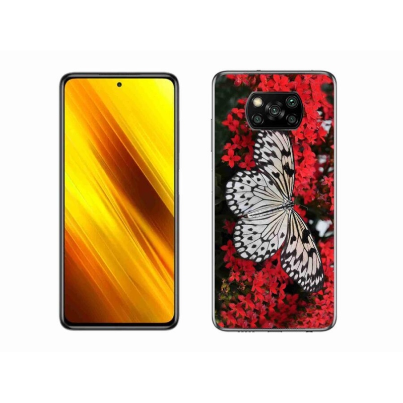 Gélový kryt mmCase na mobil Xiaomi Poco X3 - čiernobiely motýľ 1