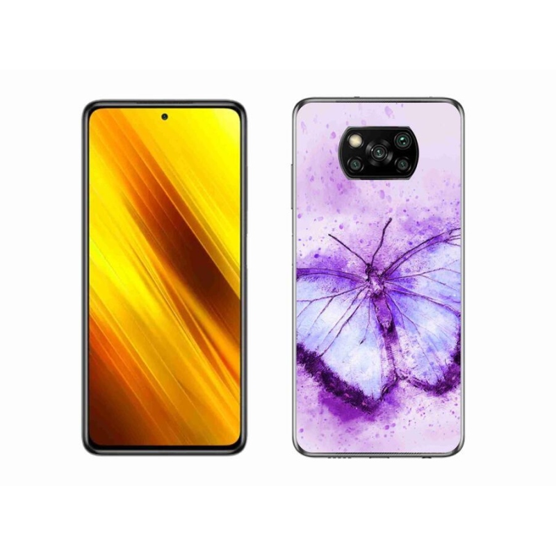 Gélový kryt mmCase na mobil Xiaomi Poco X3 - fialový motýľ