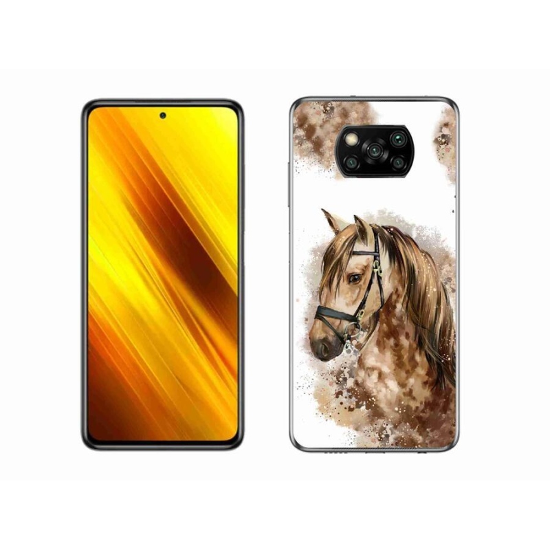 Gélový kryt mmCase na mobil Xiaomi Poco X3 - hnedý kreslený kôň