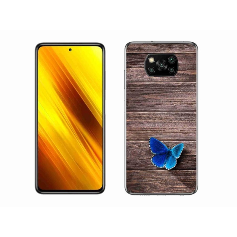 Gélový kryt mmCase na mobil Xiaomi Poco X3 - modrý motýľ 1