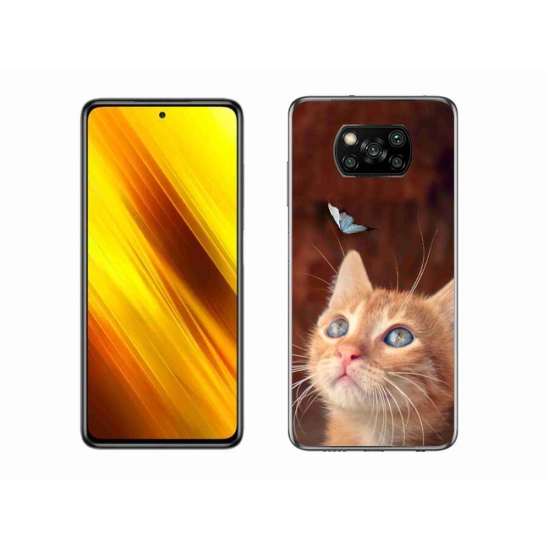 Gélový kryt mmCase na mobil Xiaomi Poco X3 - motýľ a mačiatko