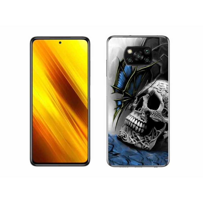 Gélový kryt mmCase na mobil Xiaomi Poco X3 - motýľ a lebka