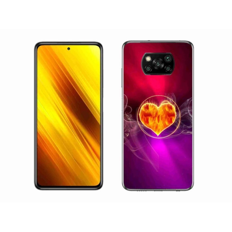 Gélový kryt mmCase na mobil Xiaomi Poco X3 - ohnivé srdce