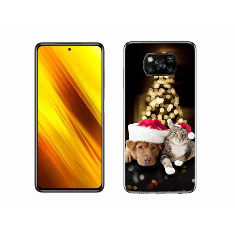 Gélový kryt mmCase na mobil Xiaomi Poco X3 Pro - vianočný pes a mačka