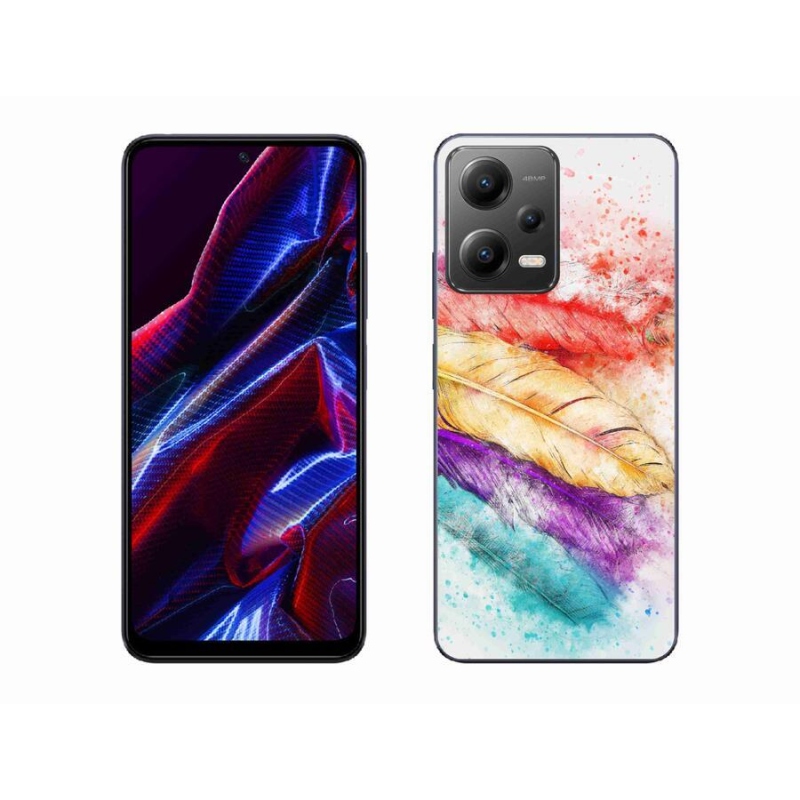 Gélový kryt mmCase na mobil Xiaomi Poco X5 5G - farebné perie