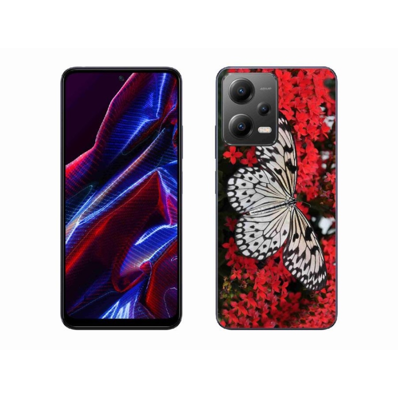 Gélový kryt mmCase na mobil Xiaomi Poco X5 5G - čiernobiely motýľ 1