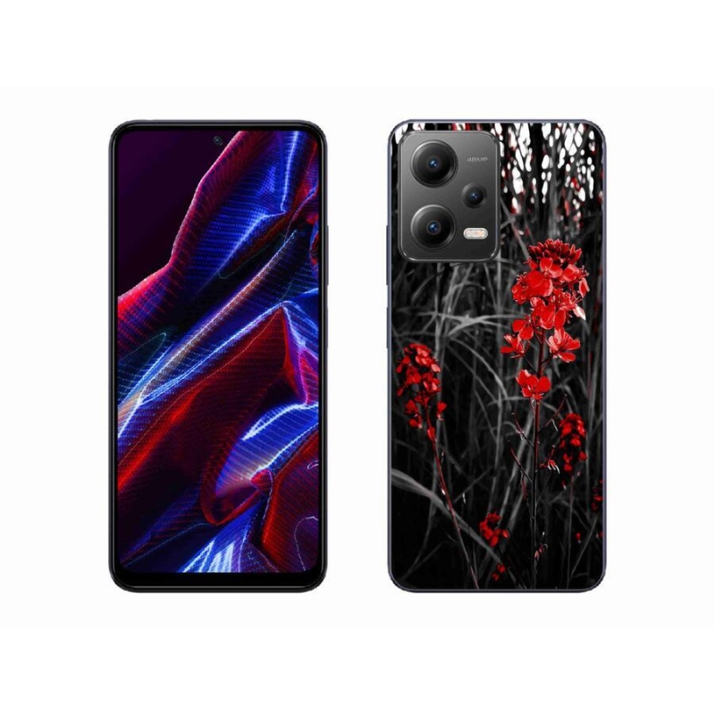 Gélový kryt mmCase na mobil Xiaomi Poco X5 5G - červená rastlina