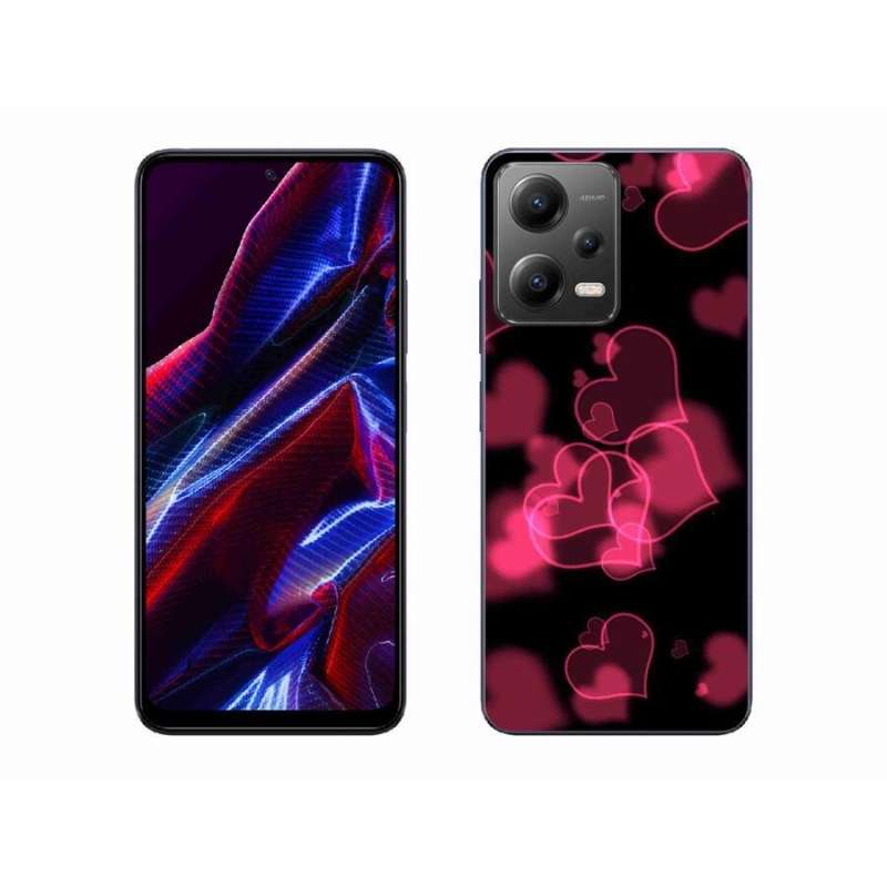 Gélový kryt mmCase na mobil Xiaomi Poco X5 5G - červená srdiečka