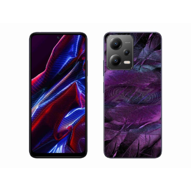 Gélový kryt mmCase na mobil Xiaomi Poco X5 5G - fialové pierka