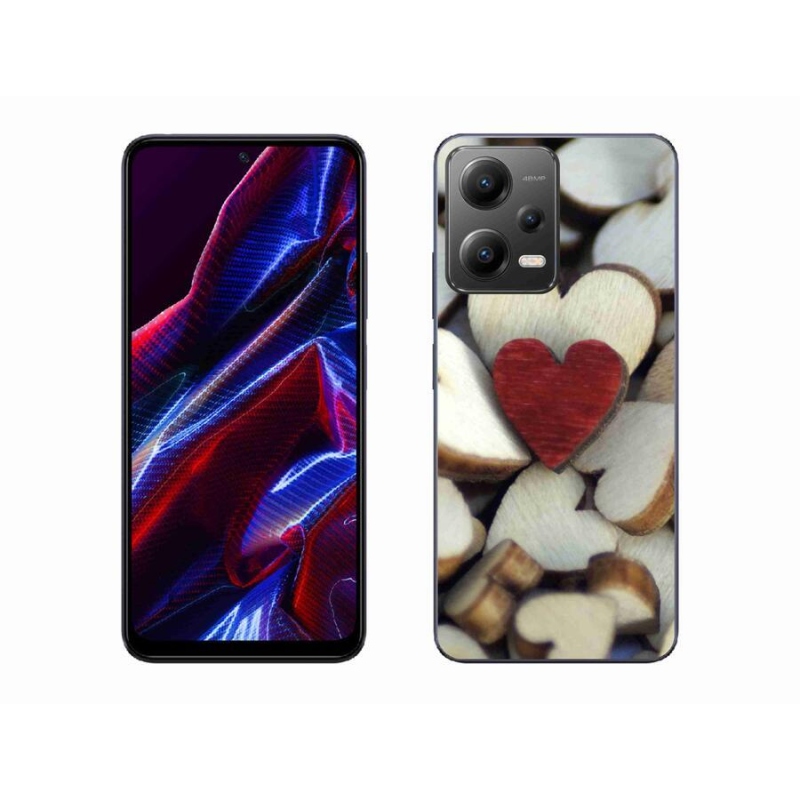 Gélový kryt mmCase na mobil Xiaomi Poco X5 5G - gravírované červené srdce