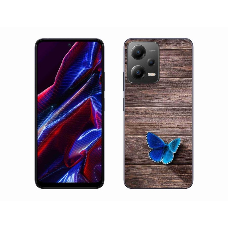 Gélový kryt mmCase na mobil Xiaomi Poco X5 5G - modrý motýľ 1