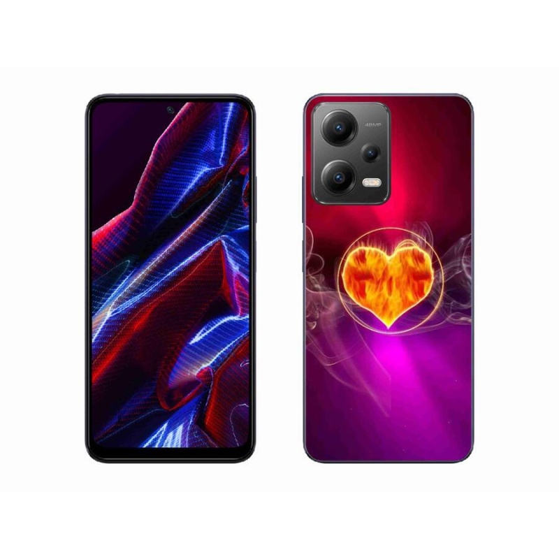 Gélový kryt mmCase na mobil Xiaomi Poco X5 5G - ohnivé srdce