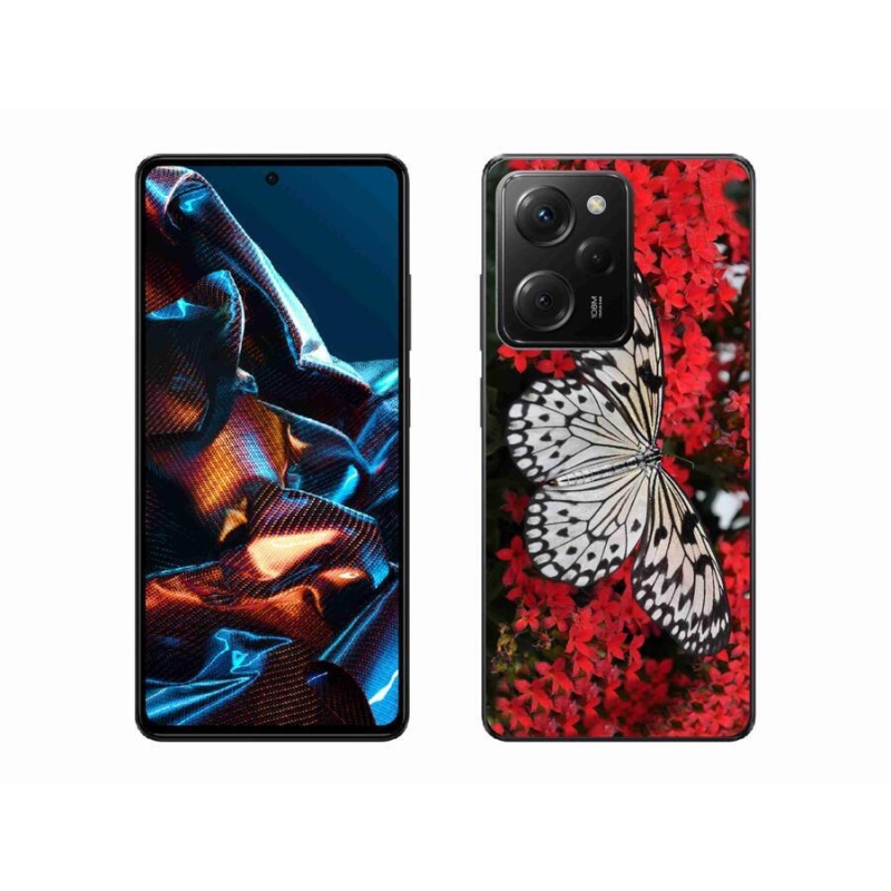 Gélový kryt mmCase na mobil Xiaomi Poco X5 Pro 5G - čiernobiely motýľ 1