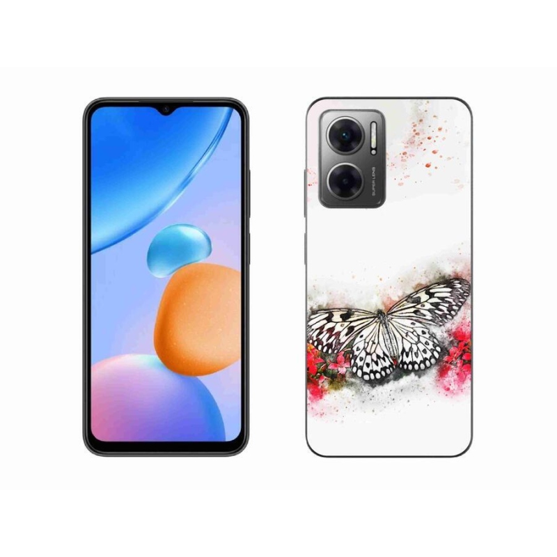 Gélový kryt mmCase na mobil Xiaomi Redmi 10 5G - čiernobiely motýľ