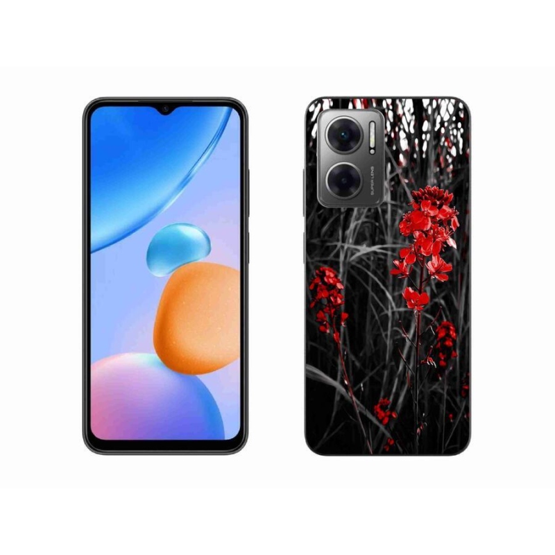 Gélový kryt mmCase na mobil Xiaomi Redmi 10 5G - červená rastlina