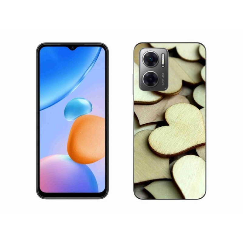 Gélový kryt mmCase na mobil Xiaomi Redmi 10 5G - drevené srdiečka