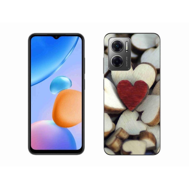 Gélový kryt mmCase na mobil Xiaomi Redmi 10 5G - gravírované červené srdce
