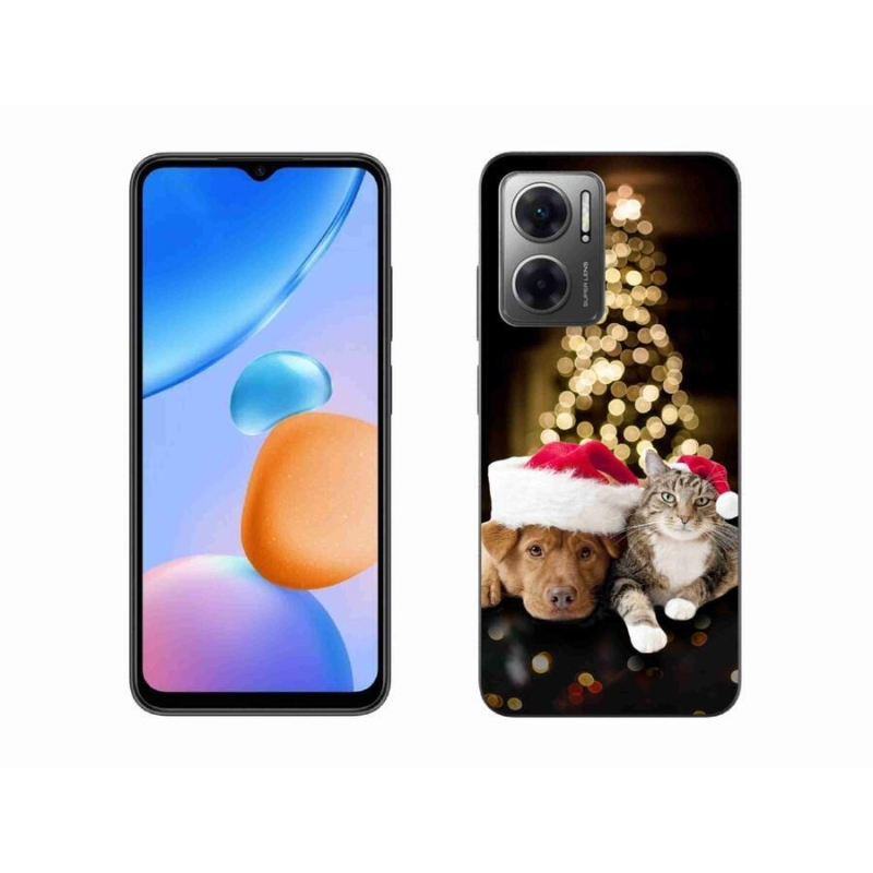 Gélový kryt mmCase na mobil Xiaomi Redmi 10 5G - vianočný pes a mačka