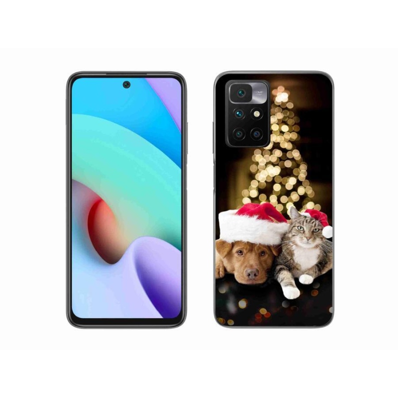 Gélový kryt mmCase na mobil Xiaomi Redmi 10/Redmi 10 (2022) - vianočný pes a mačka