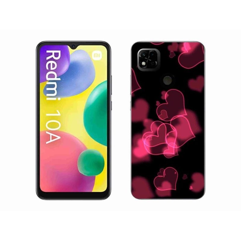 Gélový kryt mmCase na mobil Xiaomi Redmi 10A - červená srdiečka